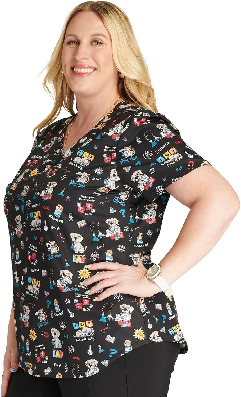 Cherokee Prints Women Scrubs Top V-Neck Print CK637