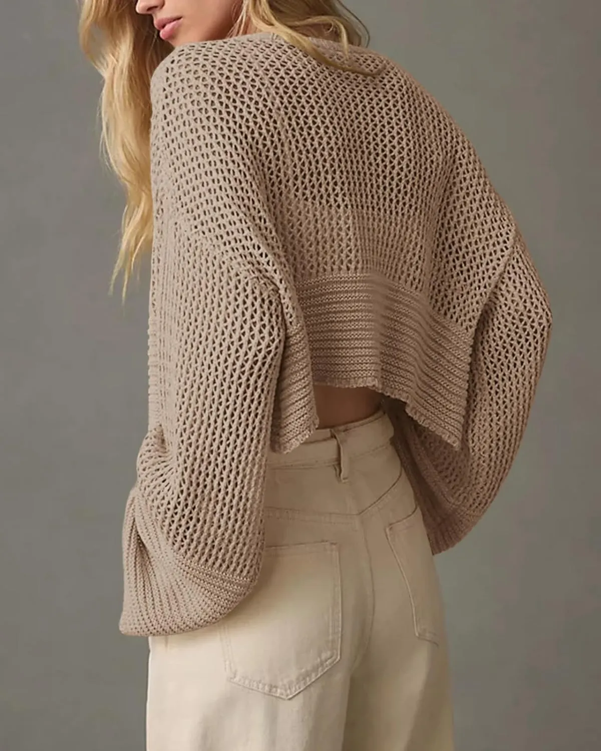 Cropped Cardigan Sweaters for Women Kimonos Boho Lightweight Summer Open Front Knit Cardigan Outerwear