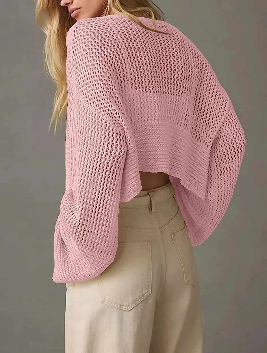 Cropped Cardigan Sweaters for Women Kimonos Boho Lightweight Summer Open Front Knit Cardigan Outerwear