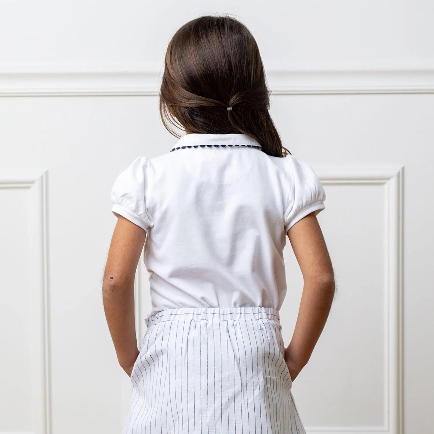 Hope & Henry Girls' Short Sleeve Flutter Sleeve Knit Top