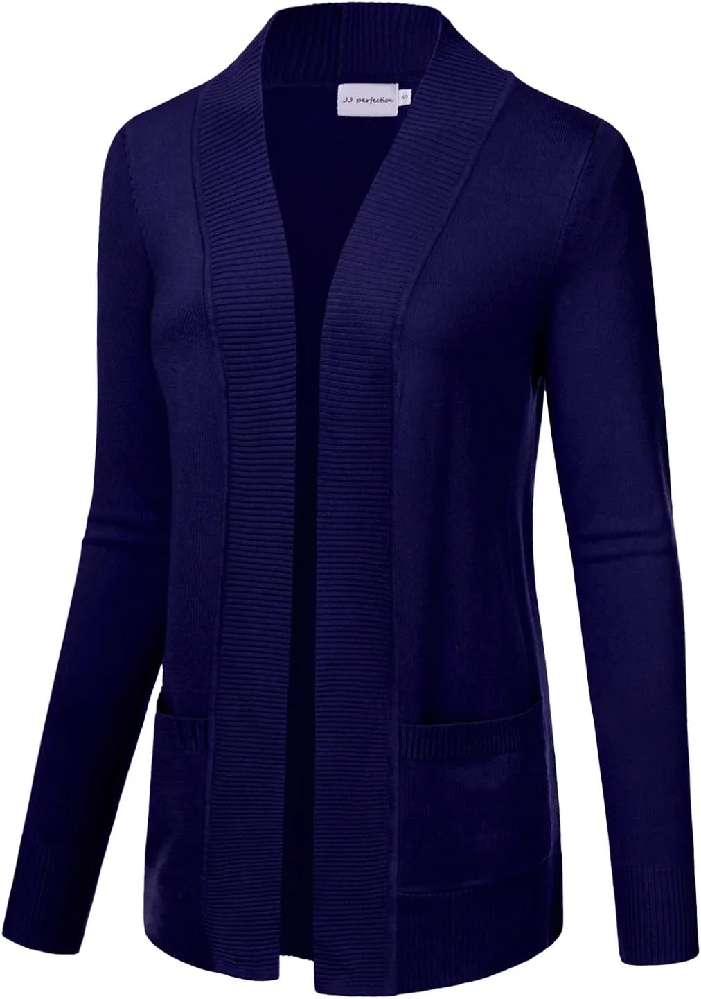 JJ Perfection Casual Open Front Knit Cardigan Long Sleeve with Side Pockets Basic Sweater Jackets for Womens with Plus Size