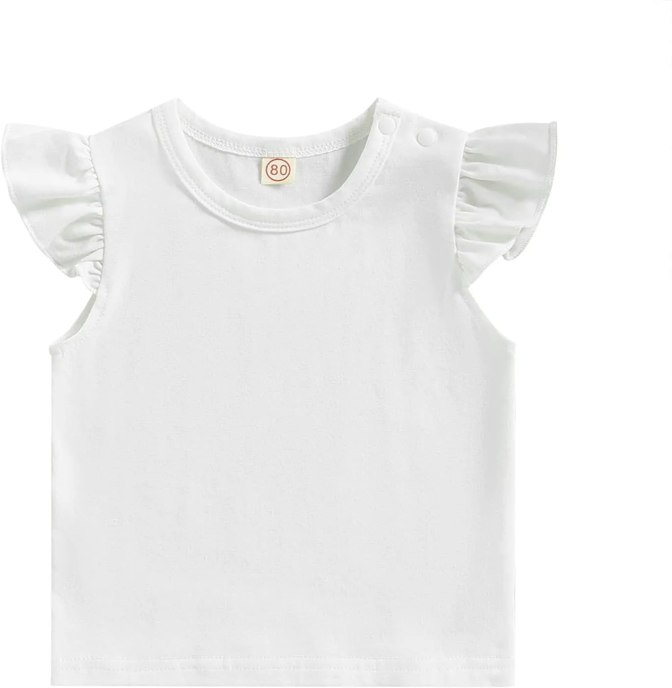 Kuriozud Toddler Baby Girl Flutter Sleeve Top Ruffle T Shirt Cotton Tee Solid Color Basic Tops Clothes
