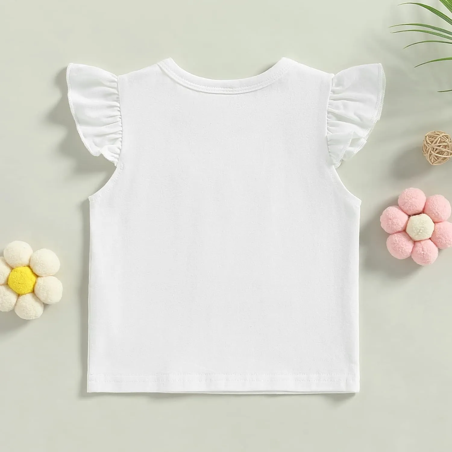 Kuriozud Toddler Baby Girl Flutter Sleeve Top Ruffle T Shirt Cotton Tee Solid Color Basic Tops Clothes