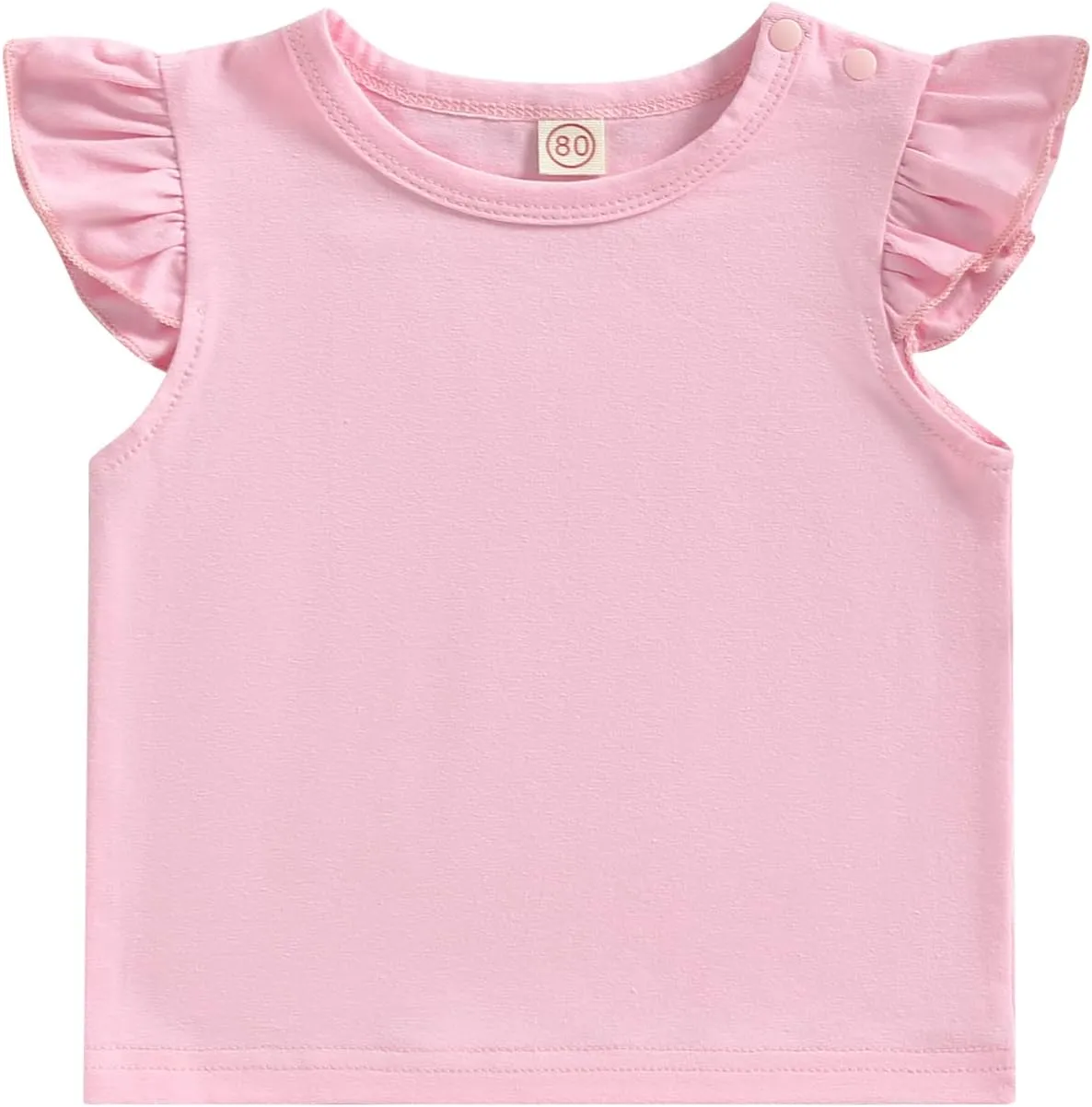 Kuriozud Toddler Baby Girl Flutter Sleeve Top Ruffle T Shirt Cotton Tee Solid Color Basic Tops Clothes