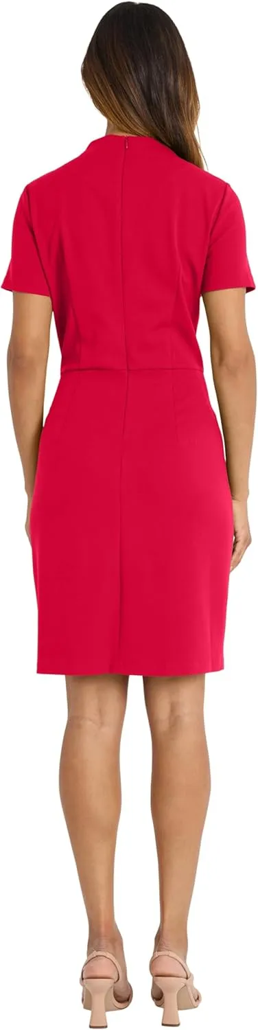 Maggy London Women's Dart Detail Short Sleeve Sheath Dress