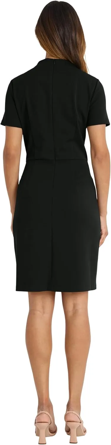 Maggy London Women's Dart Detail Short Sleeve Sheath Dress