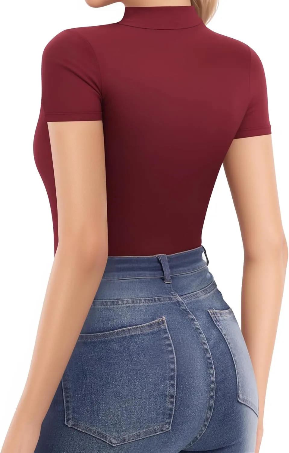 MANGOPOP Women's Turtleneck Mock Neck Shirt Double Lined Long Sleeve Short Sleeve Tops for Women Basic T Shirts Tight Tee