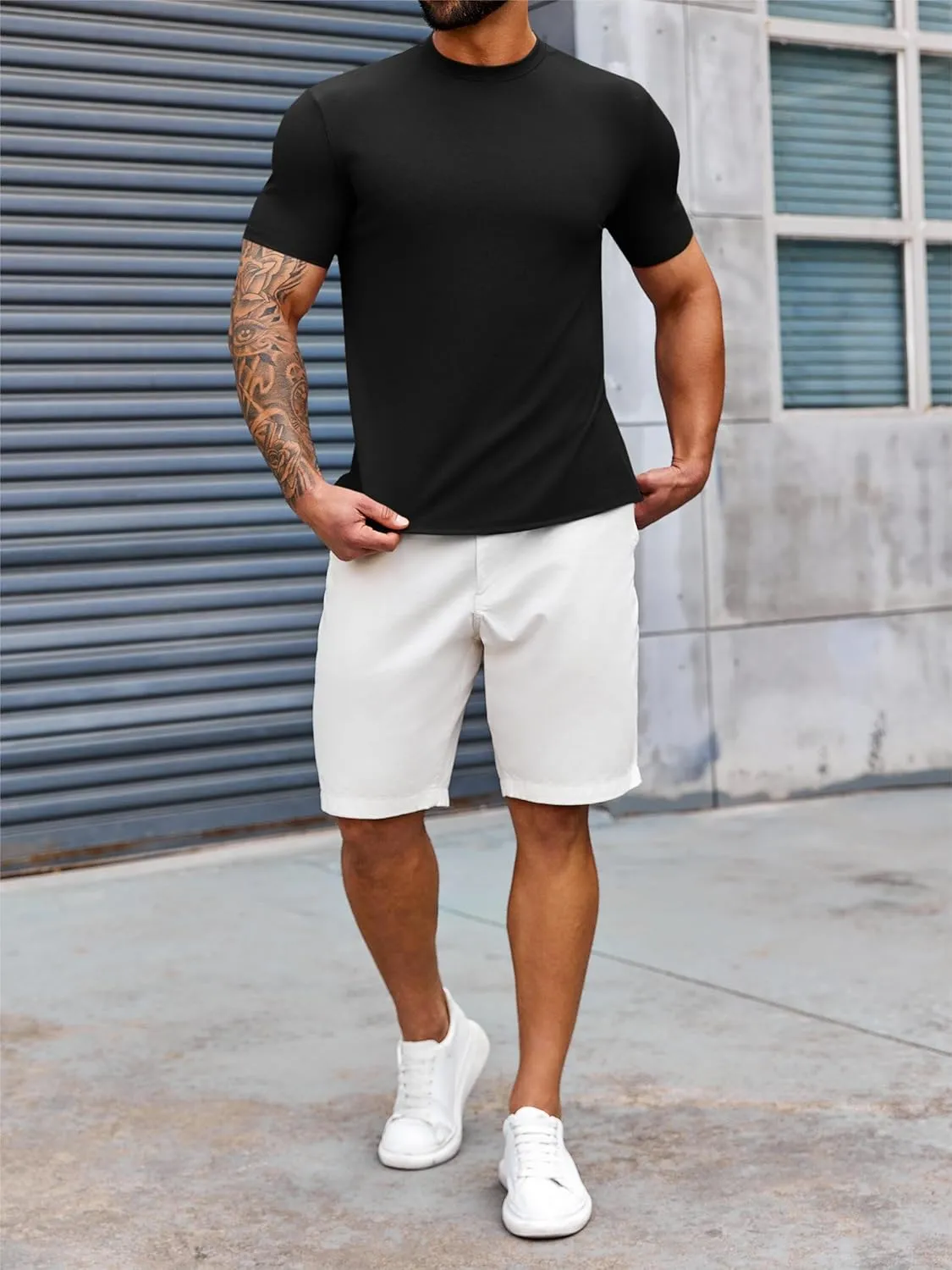 Runcati Mens Mock Turtleneck T-Shirt Causal Knit Tee Tops Short Sleeve Slim Fit Undershirts
