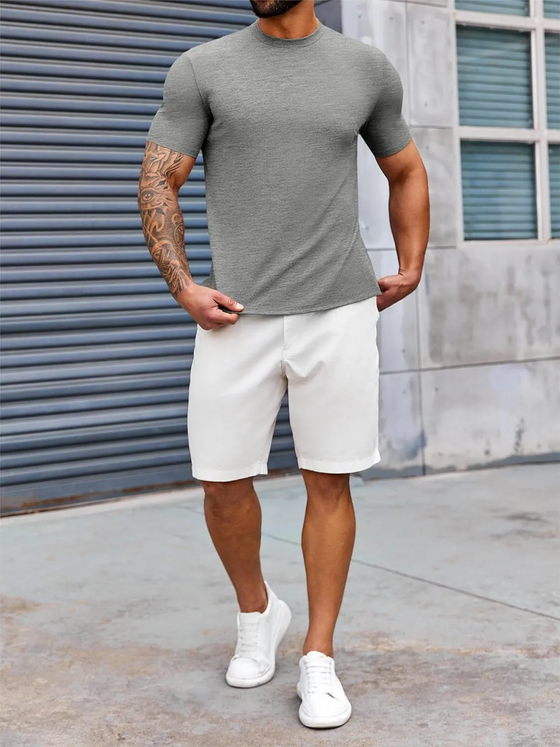 Runcati Mens Mock Turtleneck T-Shirt Causal Knit Tee Tops Short Sleeve Slim Fit Undershirts