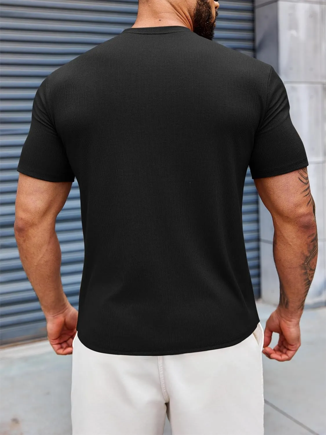 Runcati Mens Mock Turtleneck T-Shirt Causal Knit Tee Tops Short Sleeve Slim Fit Undershirts