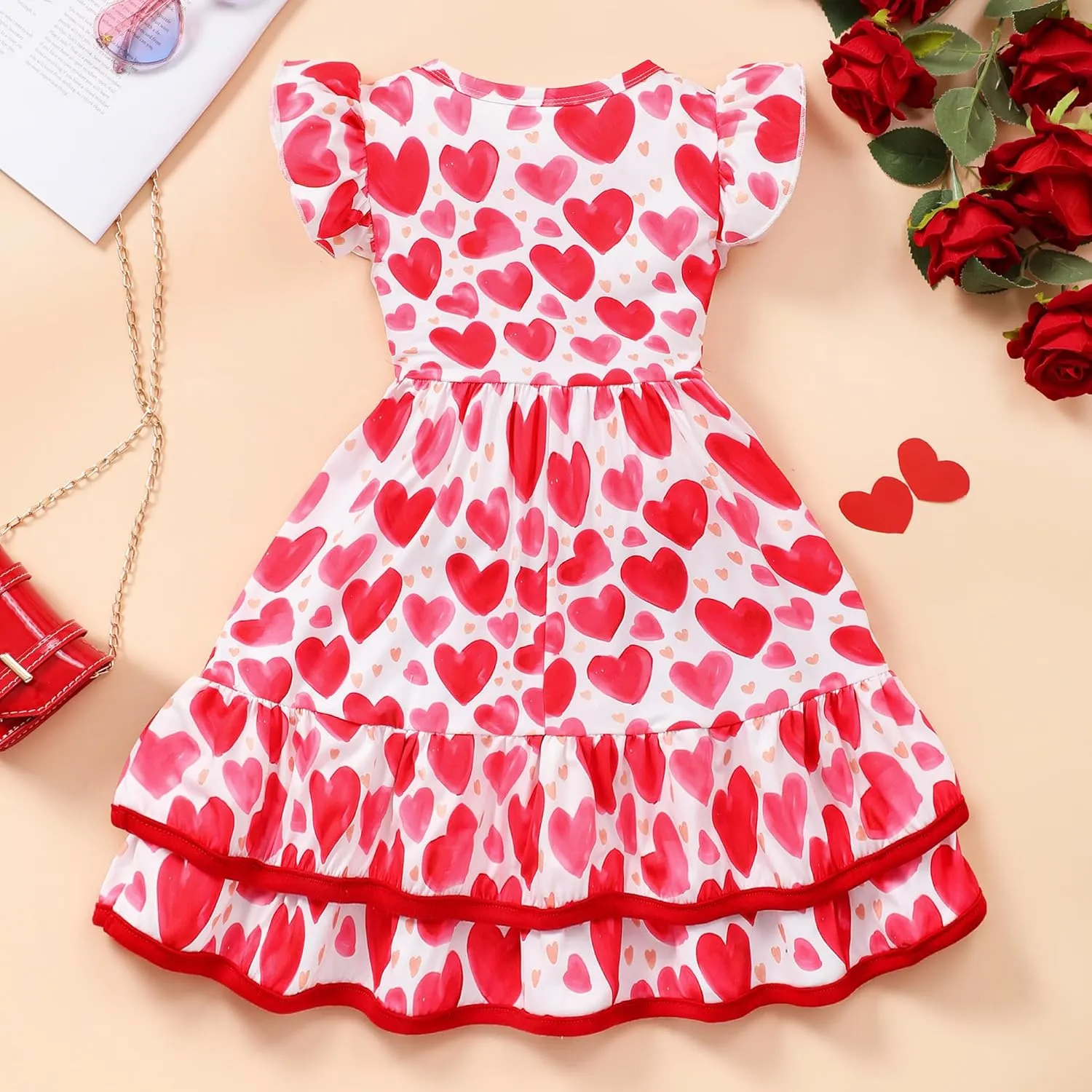 Toddler Little Girl Summer Dresses Kids Cute Casual Flutter Sleeve Tiered Smock Dress 2-7 Years