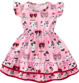 Toddler Little Girl Summer Dresses Kids Cute Casual Flutter Sleeve Tiered Smock Dress 2-7 Years