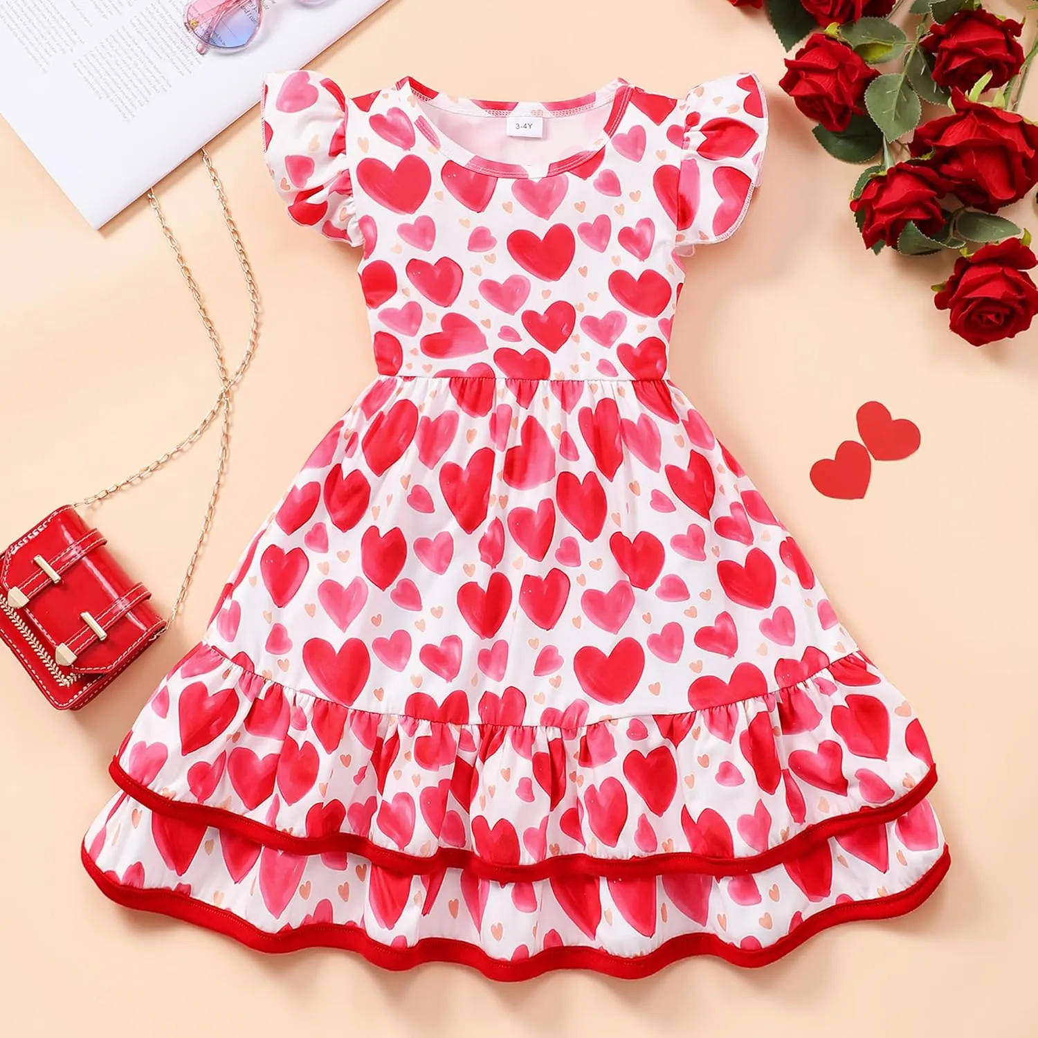 Toddler Little Girl Summer Dresses Kids Cute Casual Flutter Sleeve Tiered Smock Dress 2-7 Years