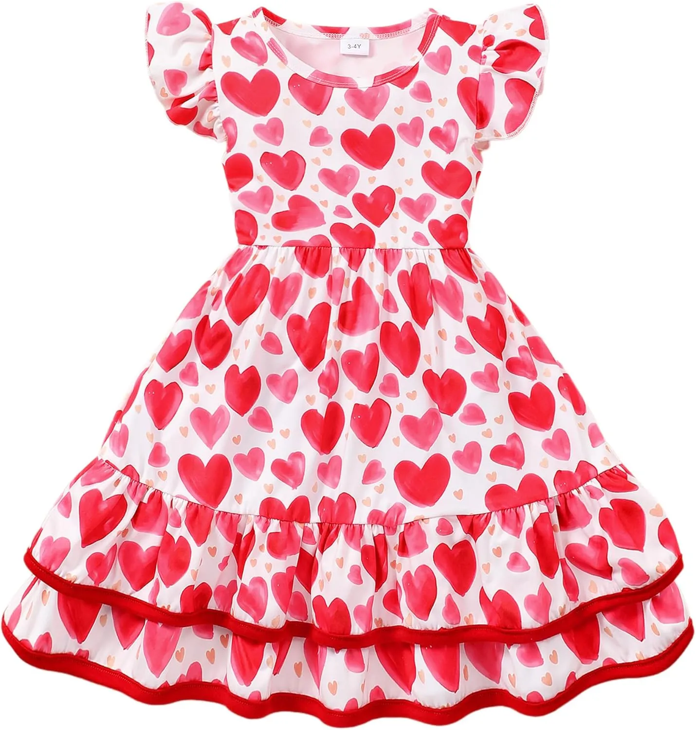Toddler Little Girl Summer Dresses Kids Cute Casual Flutter Sleeve Tiered Smock Dress 2-7 Years