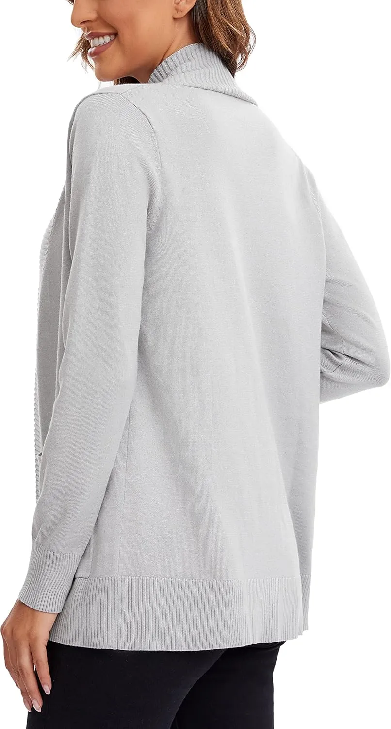 Urban CoCo Women's Lightweight Open Front Knit Cardigan Sweater Long Sleeve with Pocket