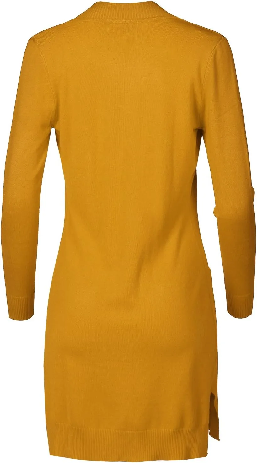 Women's Solid Soft Stretch Long-line Long Sleeve Open Front Knit Cardigan