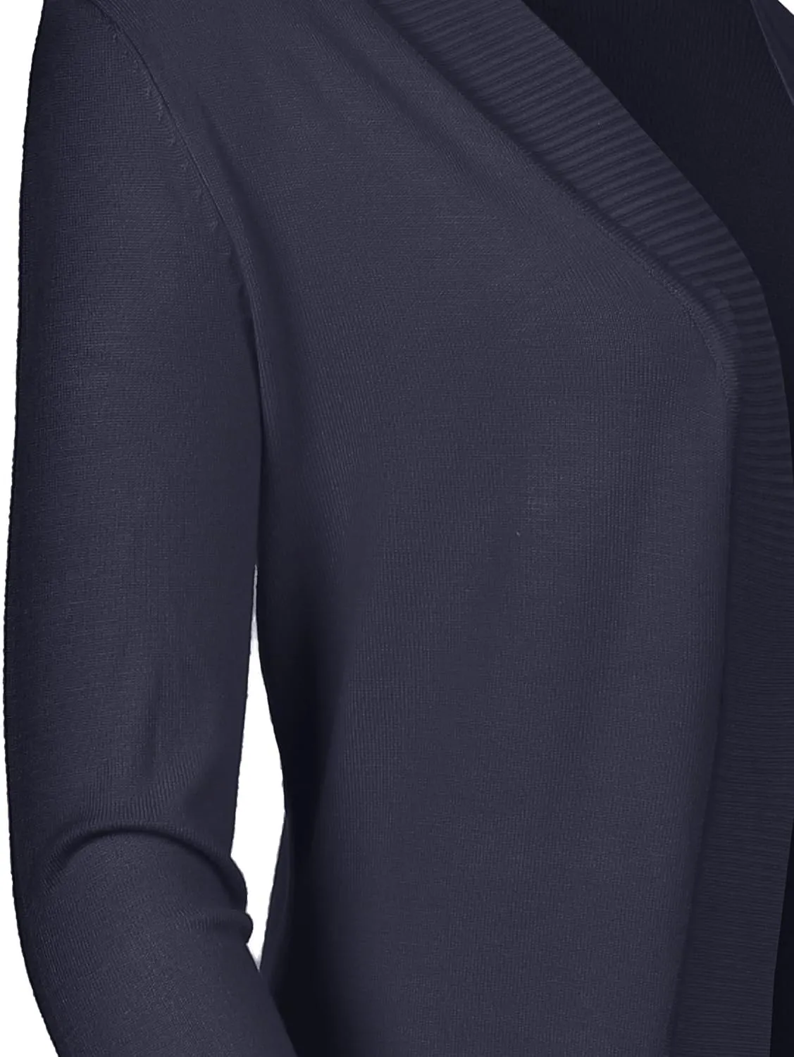 Women's Solid Soft Stretch Long-line Long Sleeve Open Front Knit Cardigan