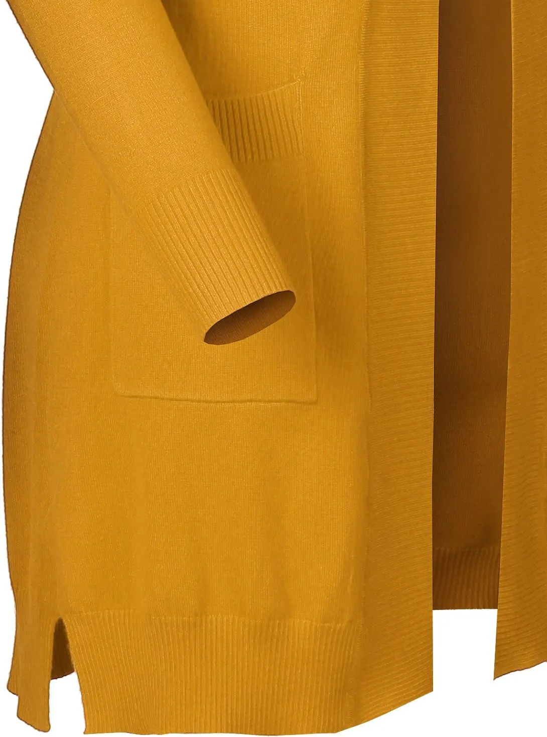 Women's Solid Soft Stretch Long-line Long Sleeve Open Front Knit Cardigan