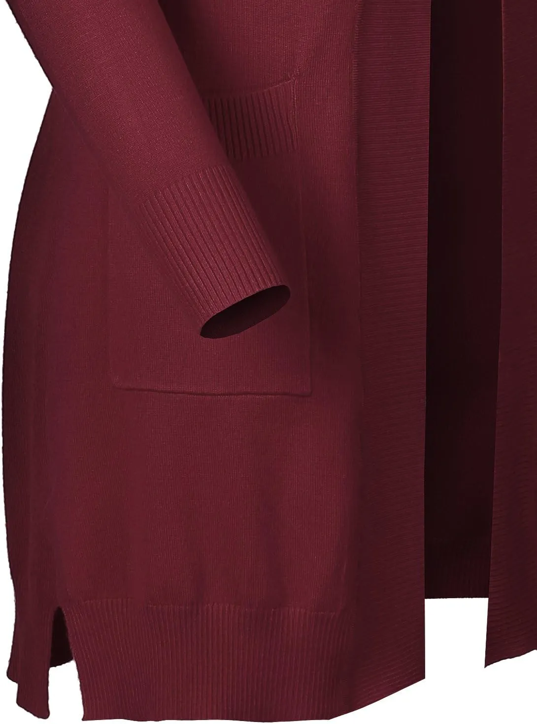 Women's Solid Soft Stretch Long-line Long Sleeve Open Front Knit Cardigan