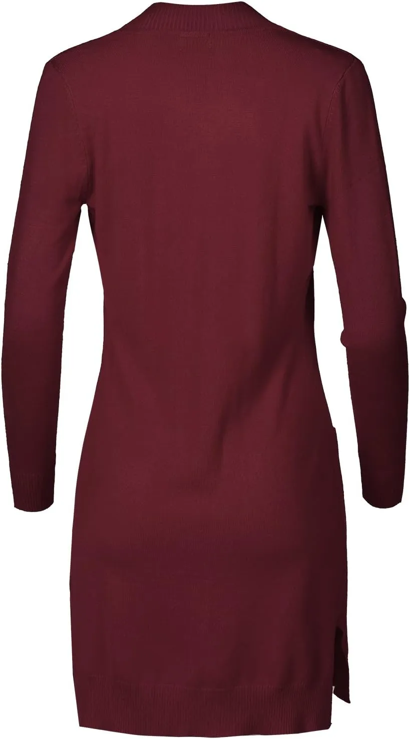 Women's Solid Soft Stretch Long-line Long Sleeve Open Front Knit Cardigan