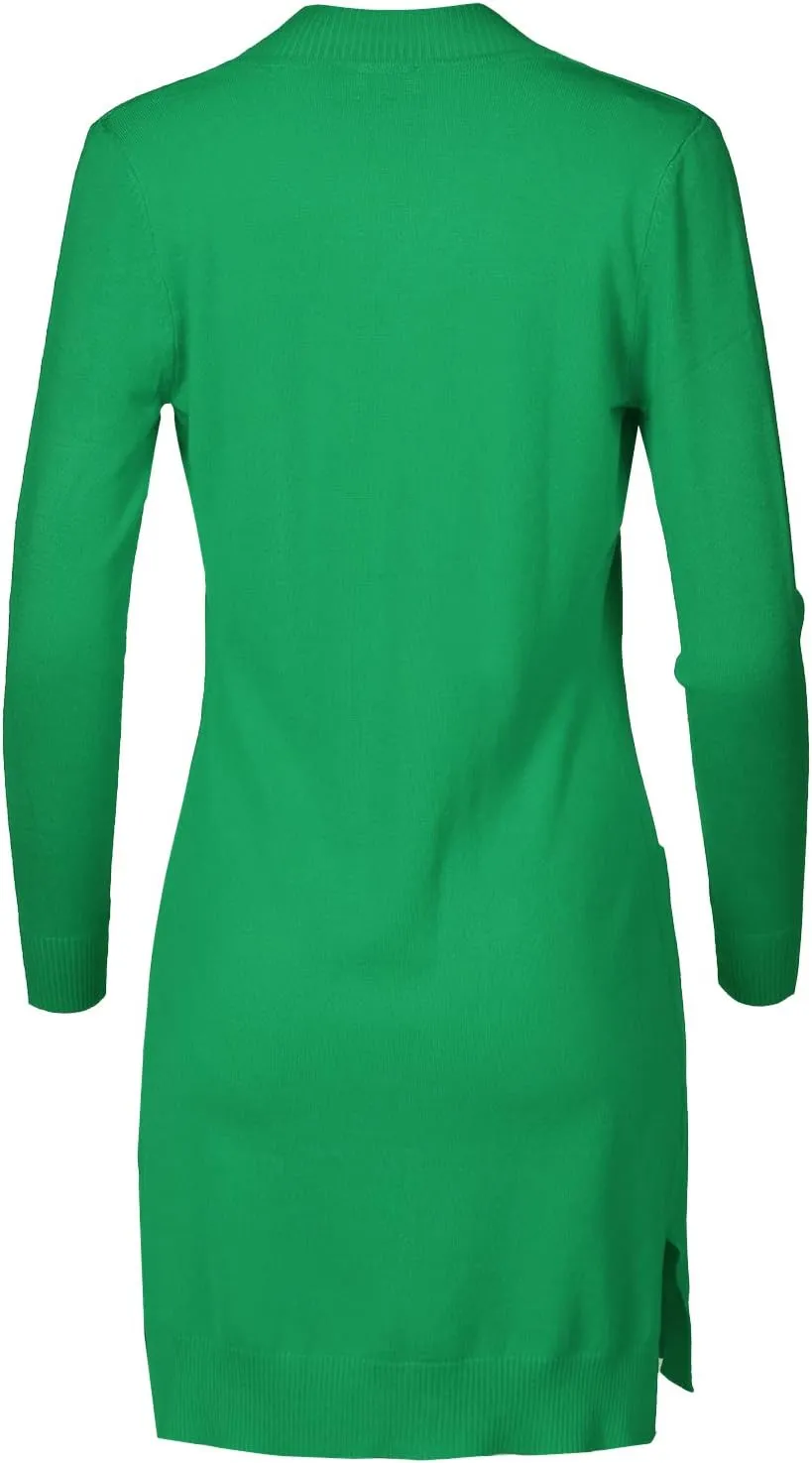 Women's Solid Soft Stretch Long-line Long Sleeve Open Front Knit Cardigan