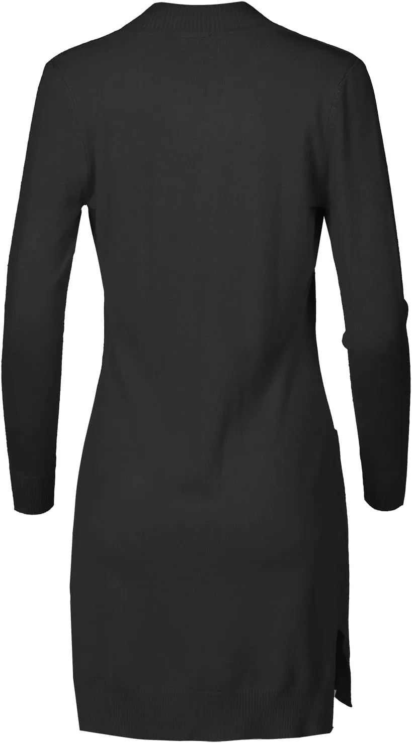 Women's Solid Soft Stretch Long-line Long Sleeve Open Front Knit Cardigan
