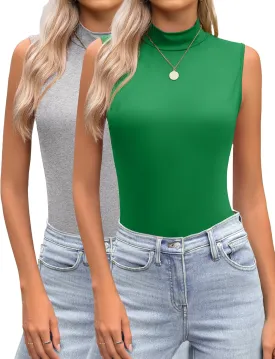 Zeagoo Womens Mock Turtleneck Tank Tops 2025 Slim Fitted Sleeveless Top Stretchy Basic Casual Layer Tee Shirts